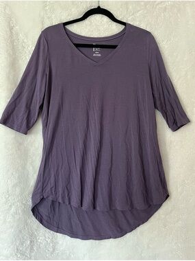 Felina V-Neck Elbow Sleeve Tunic in Plum